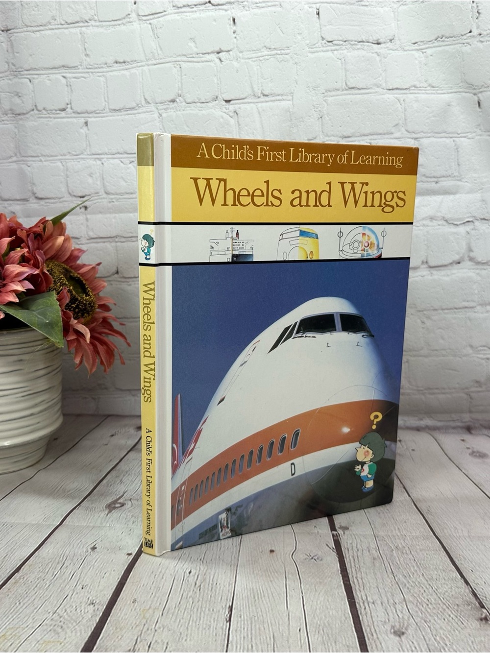 vtg time life Wheels and Wings hardcover children Book 1989 airplane train car